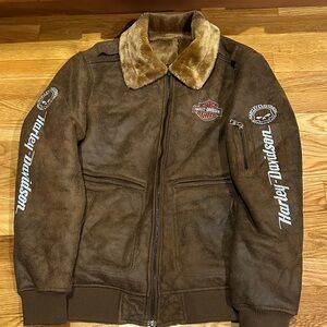 SHEIN Brown Bomber Jacket with Plush Faux Fur Collar size medium